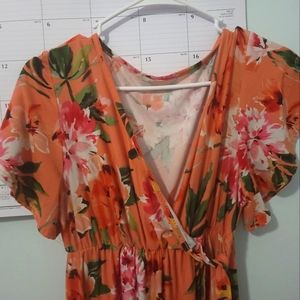 Coral Floral maxi dress